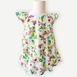 Old Navy Baby Girls Cotton Flutter Sleeve Lined Floral Dress. 12-18 Months.